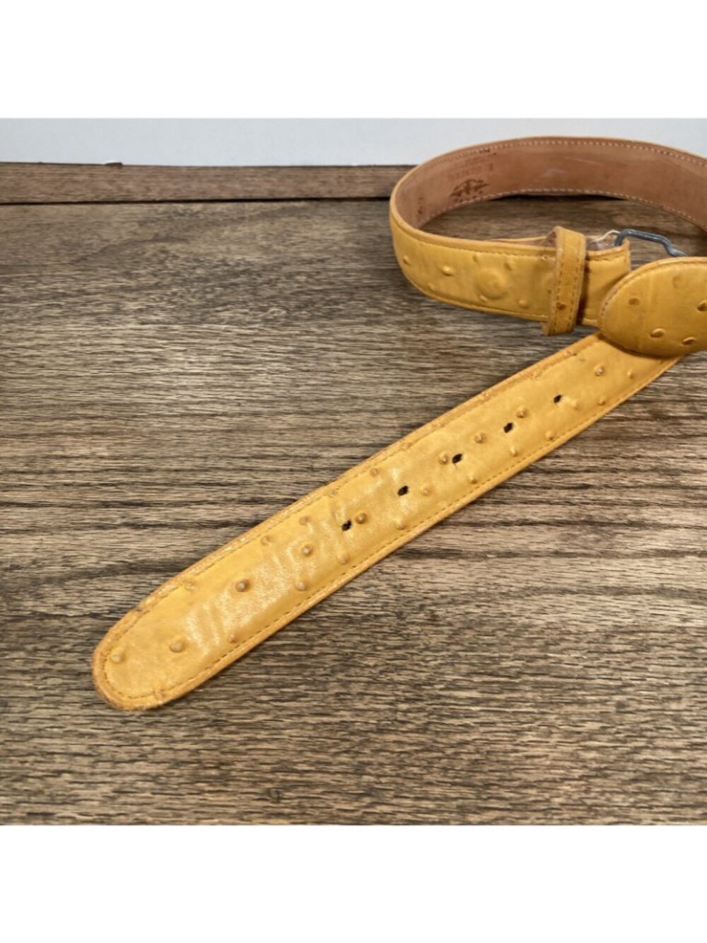 El General Ostrich Skin Belt  Tan Size 24 - Picture 3 of 8